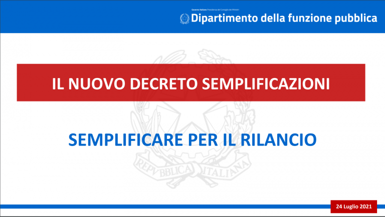 D.L. Semplificazioni – Le slides del Dipartimento della funzione pubblica